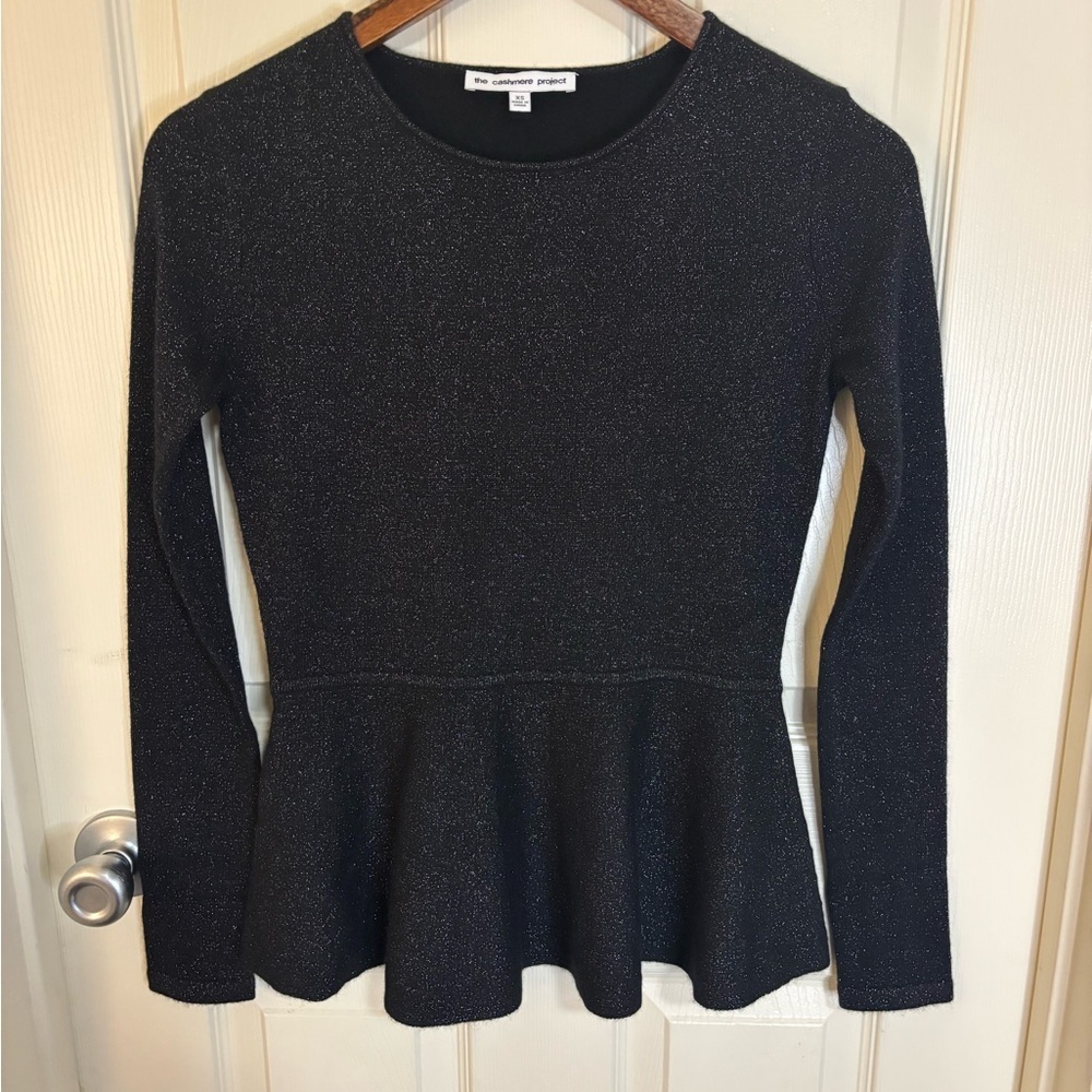 The Cashmere Project Black Cashmere Peplum Sweater black size XS - Picture 3 of 10